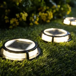 Plow & Hearth Garden Path Lighting|Solar Lighting>Solar Ground Pathway Lights, Set of 3