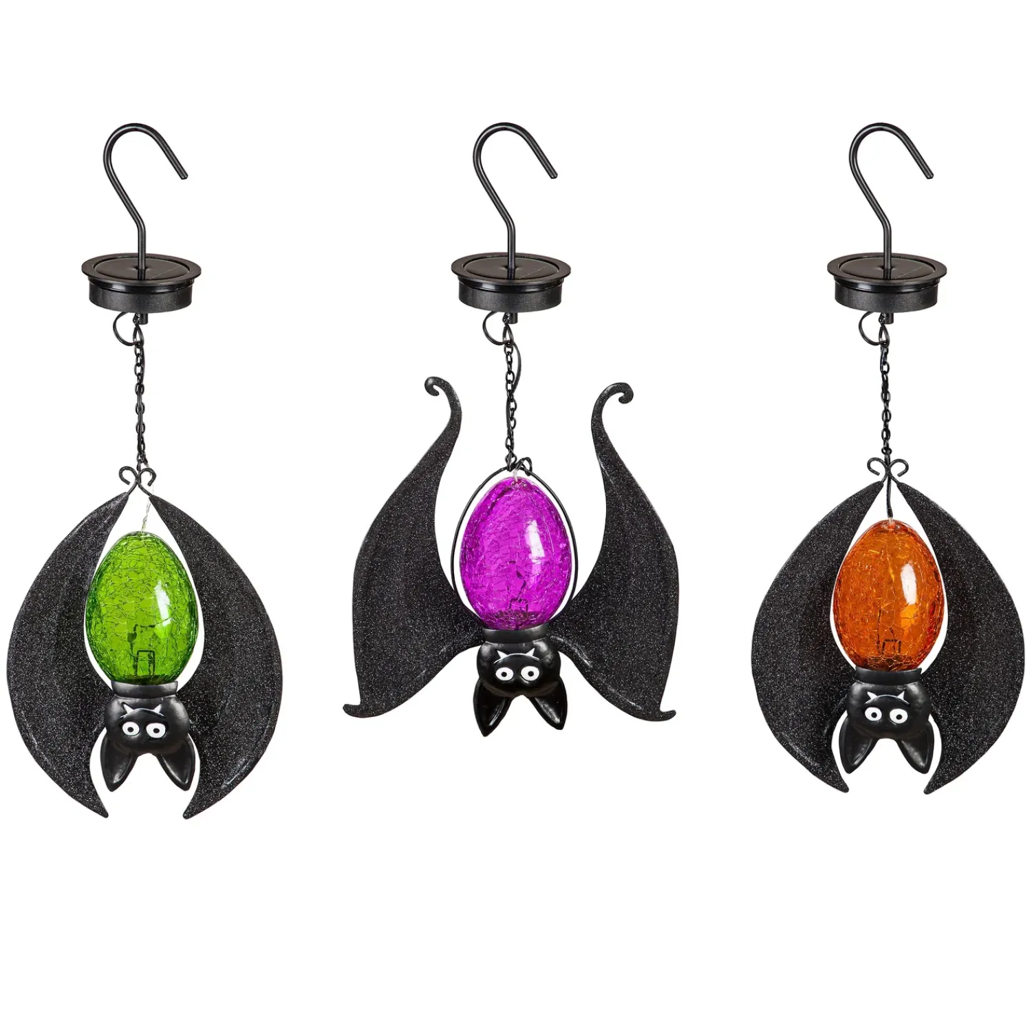 Plow & Hearth Lighted Garden Decorations>Solar Halloween Hanging Bats, Set of 3