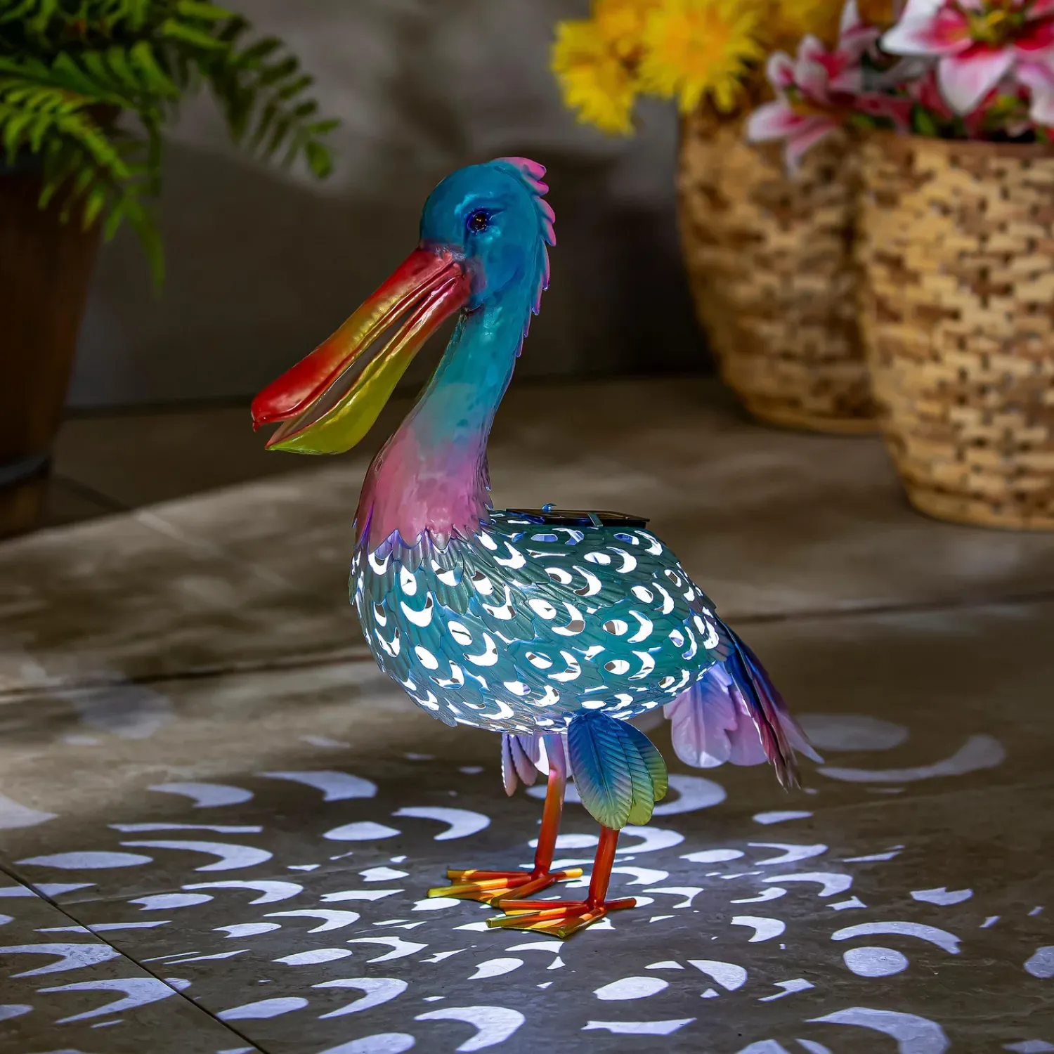 Plow & Hearth Garden Statues>Solar Metal Blue Pelican, 16"H
