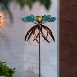 Plow & Hearth Wind Spinners|Solar Accents>Solar Metal Wind Spinner, Fairy Flower, 75"H