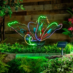 Plow & Hearth Garden Statues|Solar Accents>Solar Neon Butterfly Garden Décor