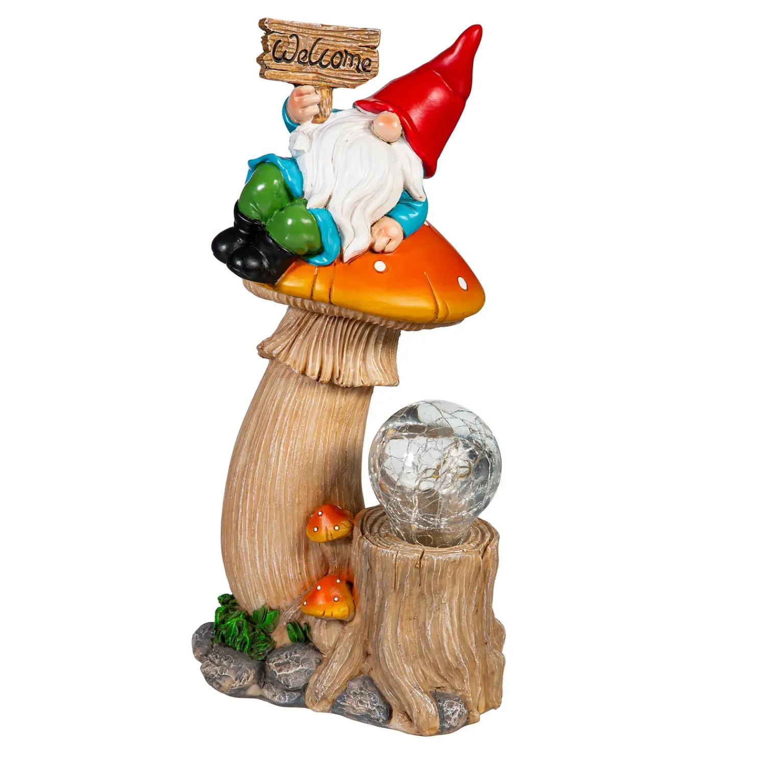 Plow & Hearth Garden Statues>Solar Resin Gnome On Mushroom Statue, 9"H