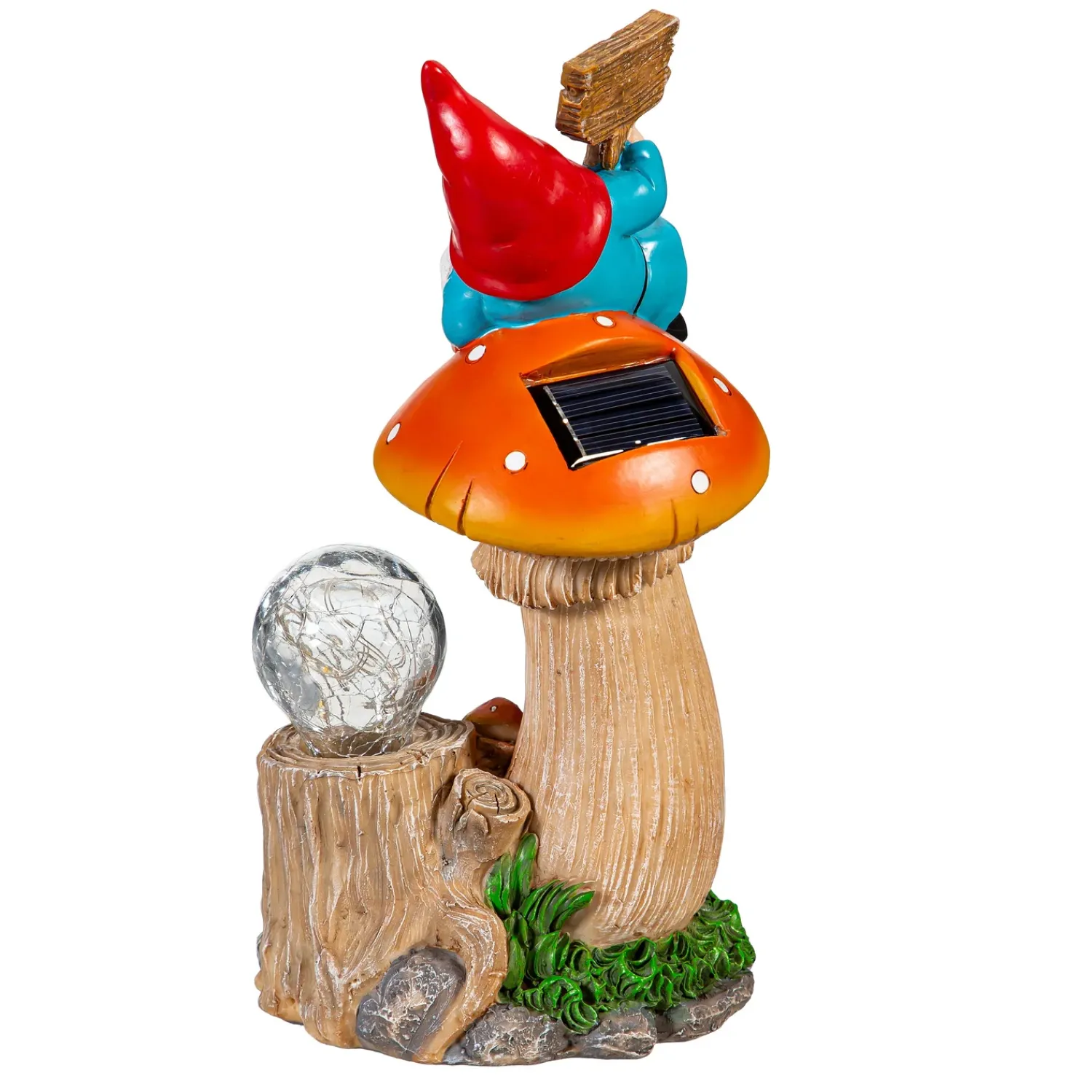 Plow & Hearth Garden Statues>Solar Resin Gnome On Mushroom Statue, 9"H