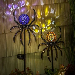 Plow & Hearth Garden Stakes|Solar Accents>Solar Spider Halloween Garden Stake
