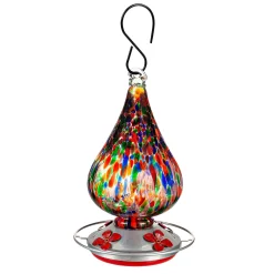 Plow & Hearth Hummingbird Feeders>Speckled Art Glass Hummingbird Feeder