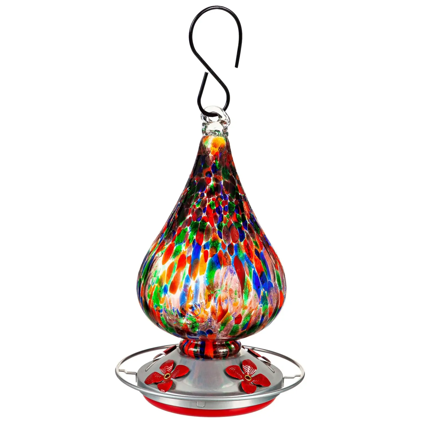 Plow & Hearth Hummingbird Feeders>Speckled Art Glass Hummingbird Feeder