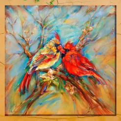 Plow & Hearth Outdoor Wall Art|Wall Art>Spring Cardinals Indoor/Outdoor Canvas Wall Art