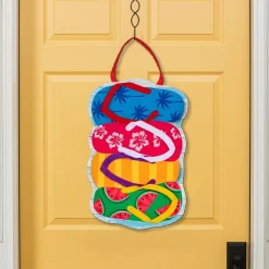 Plow & Hearth Fabric Door Hangers>Stacked Flip Flop Door Decor