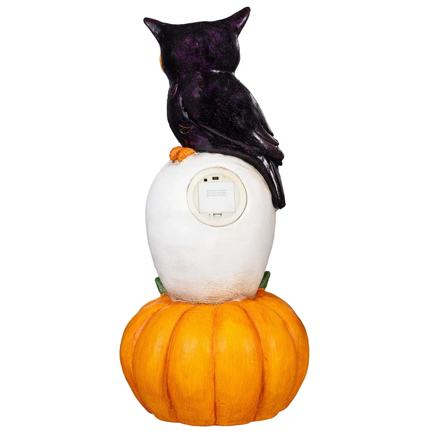 Plow & Hearth Garden Statues>Stacked Owl and Jack O'Lantern Pumpkin LED Statue, 24"H