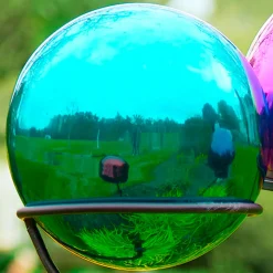 Plow & Hearth Gazing Balls>Stainless Steel Gazing Ball Teal