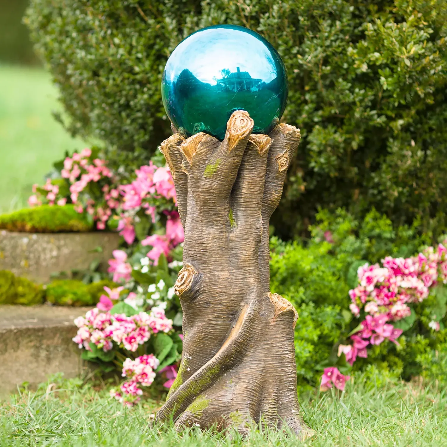 Plow & Hearth Gazing Balls>Stainless Steel Gazing Ball Teal