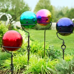 Plow & Hearth Gazing Balls>Stainless Steel Gazing Ball Indigo