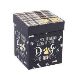 Plow & Hearth Wine Glasses>Stemless Wine Glass w/box, It's not drinking alone if your dog is home