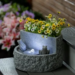 Plow & Hearth Outdoor Fountains>Stone Cylinder with Birds Fountain