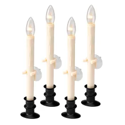 Plow & Hearth Candles & Lanterns|Lighted Accents>Suction Cup Window Candles with Timer and Remote, Set of 4 Onyx