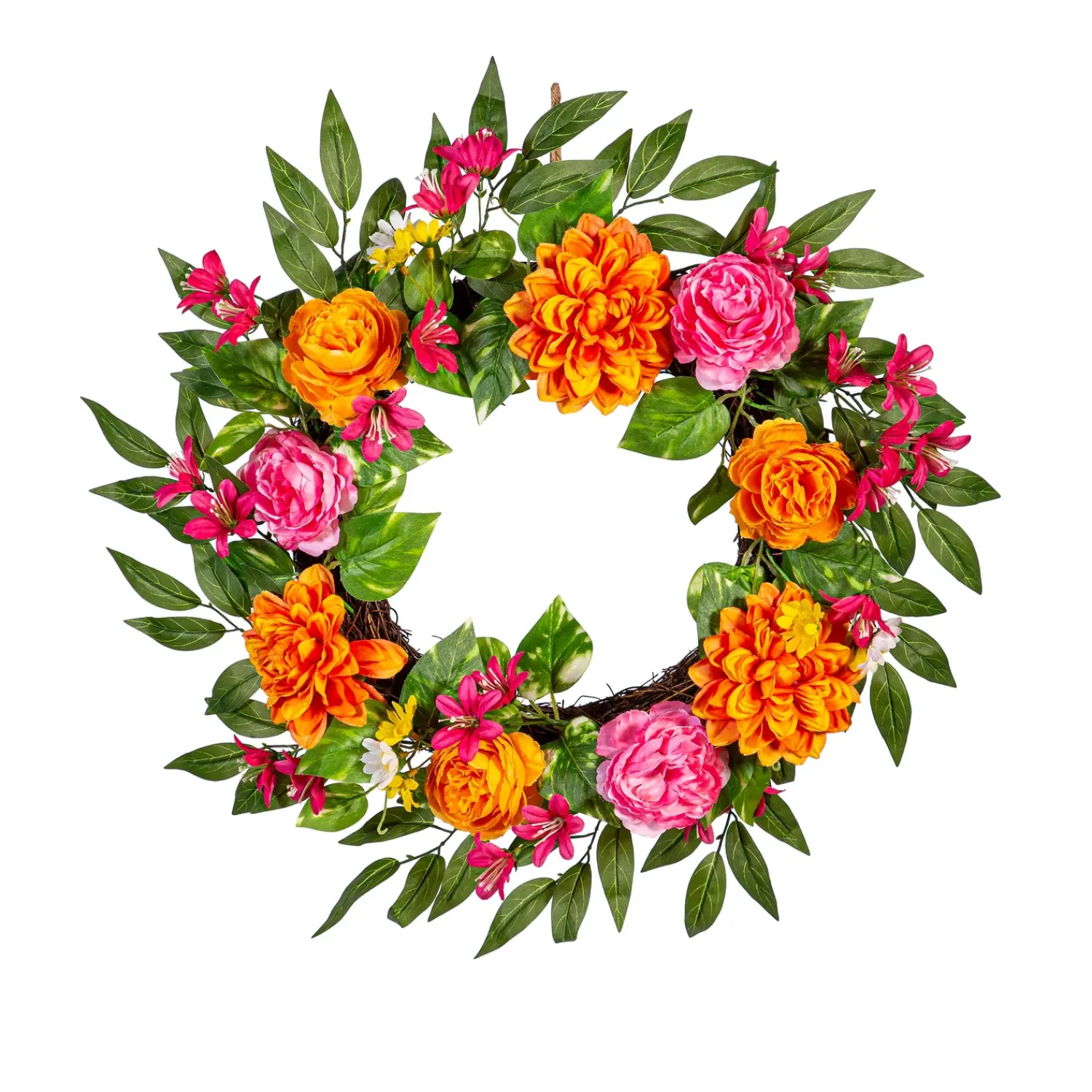 Plow & Hearth Wreaths|Faux Flowers & Plants>Summer Brights Wreath, 20"