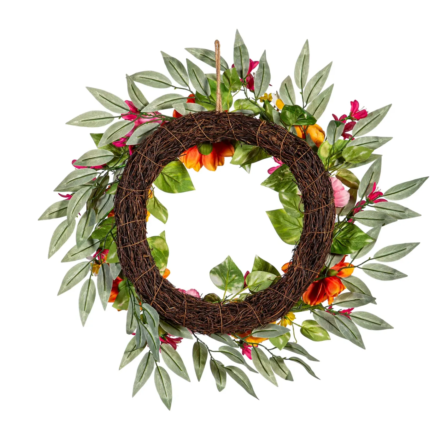 Plow & Hearth Wreaths|Faux Flowers & Plants>Summer Brights Wreath, 20"