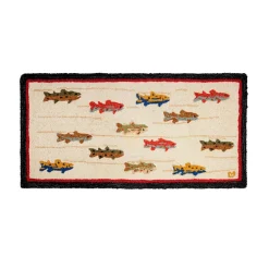 Plow & Hearth Hearth Rugs|Hearth Rugs>Summer Trout Hand-Hooked Wool Rug, 24" x 48"