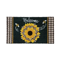 Plow & Hearth Coir Mats>Sunflower with Checks Coir Mat
