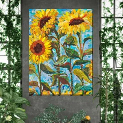 Plow & Hearth Outdoor Wall Art|Wall Art>Supercolossal Sunflowers Indoor/Outdoor Canvas Wall Art
