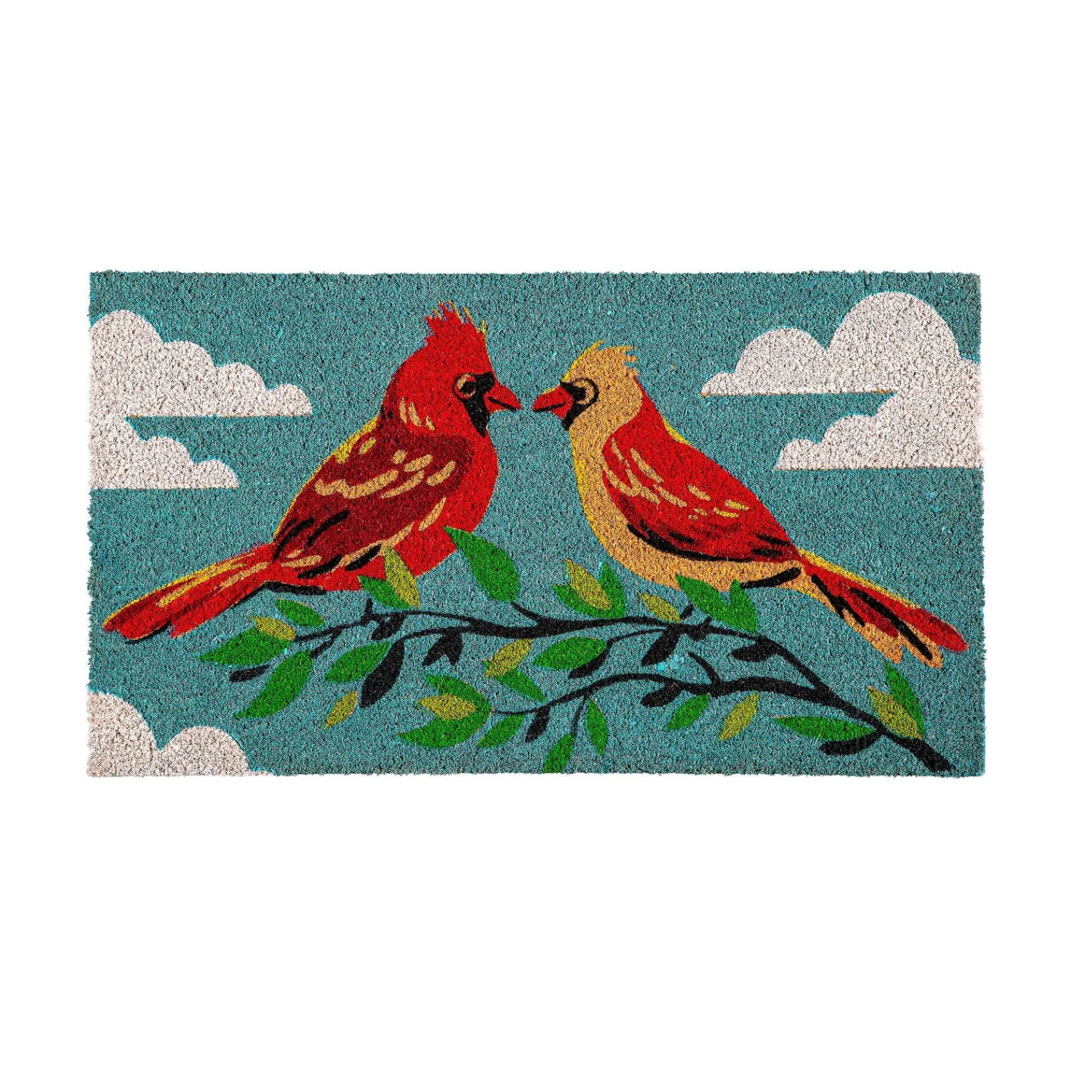 Plow & Hearth Coir Mats>Sweet Cardinal Couple Coir Mat