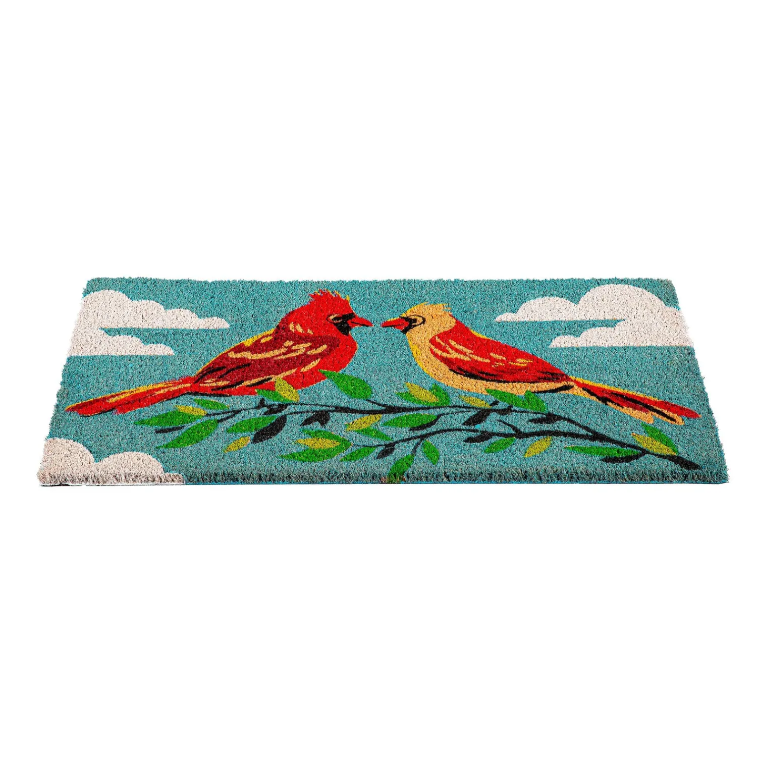 Plow & Hearth Coir Mats>Sweet Cardinal Couple Coir Mat