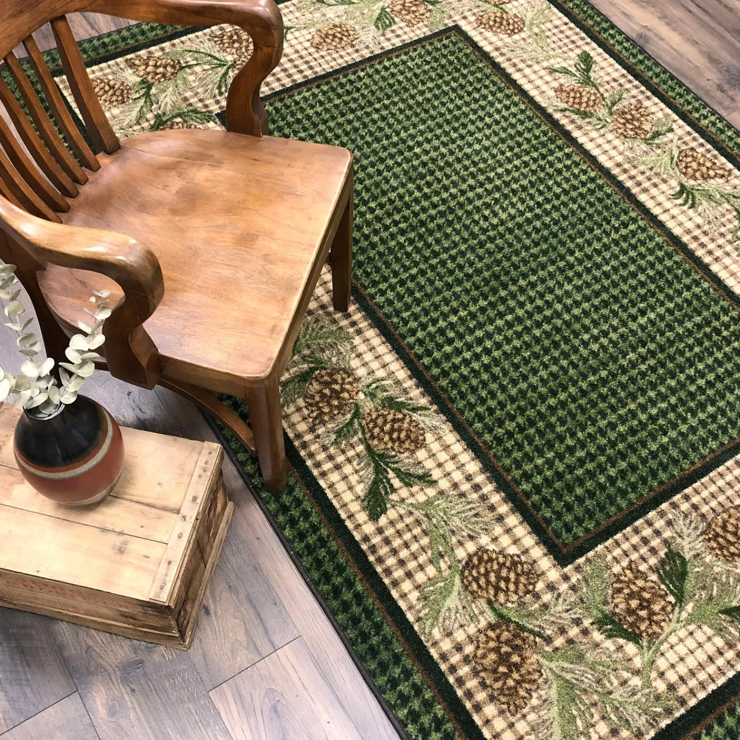 Plow & Hearth Area Rugs|Hearth Rugs>Sweetwater Pine Plaid EnduraStran Area Rug, 5'4" x 7'8"