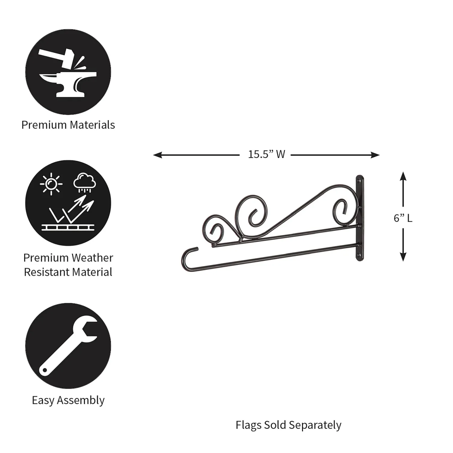 Plow & Hearth Flag Accessories>Swirl Wall-Mount Garden Flag Hanger