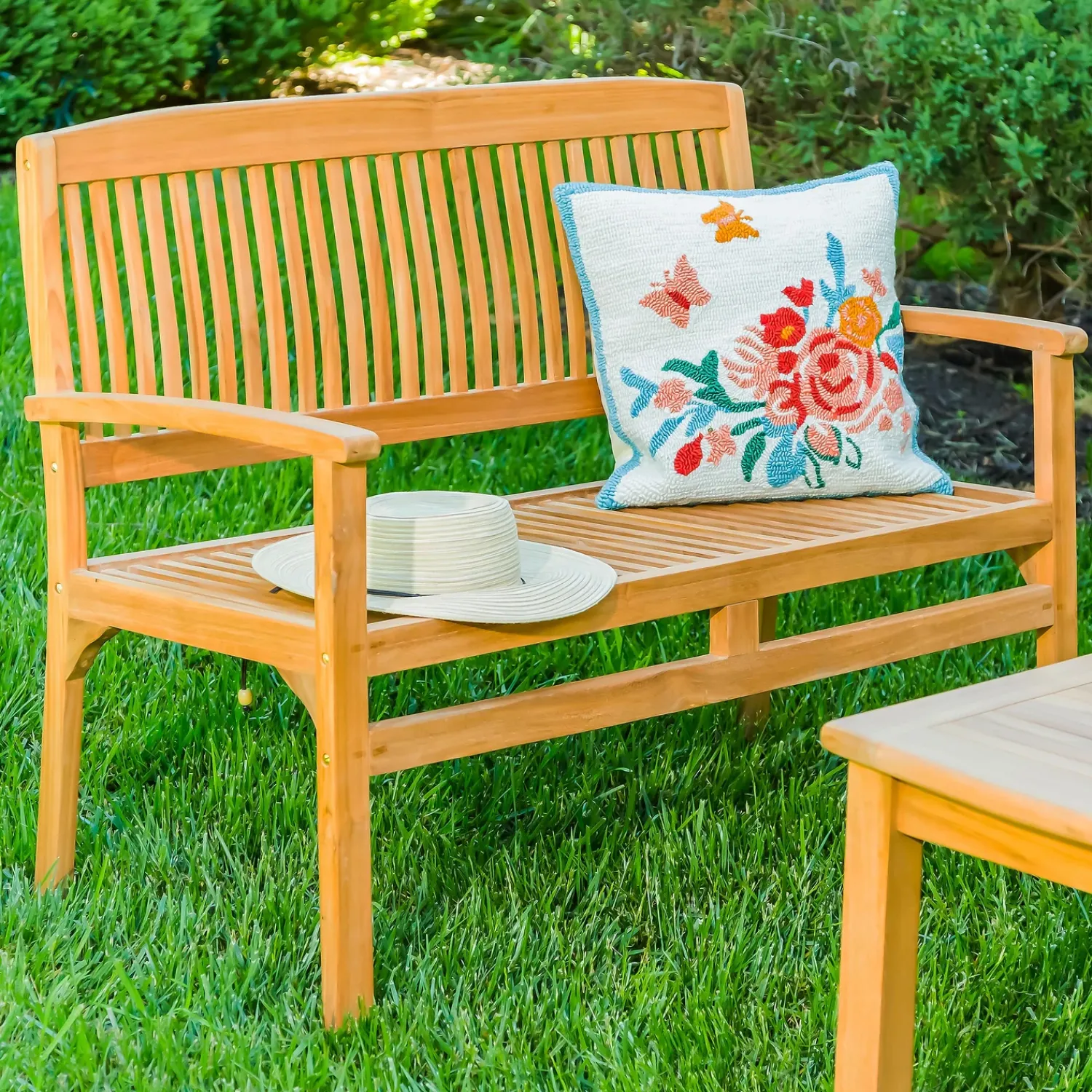 Plow & Hearth Outdoor Benches>Teak Bench with Arm Rests