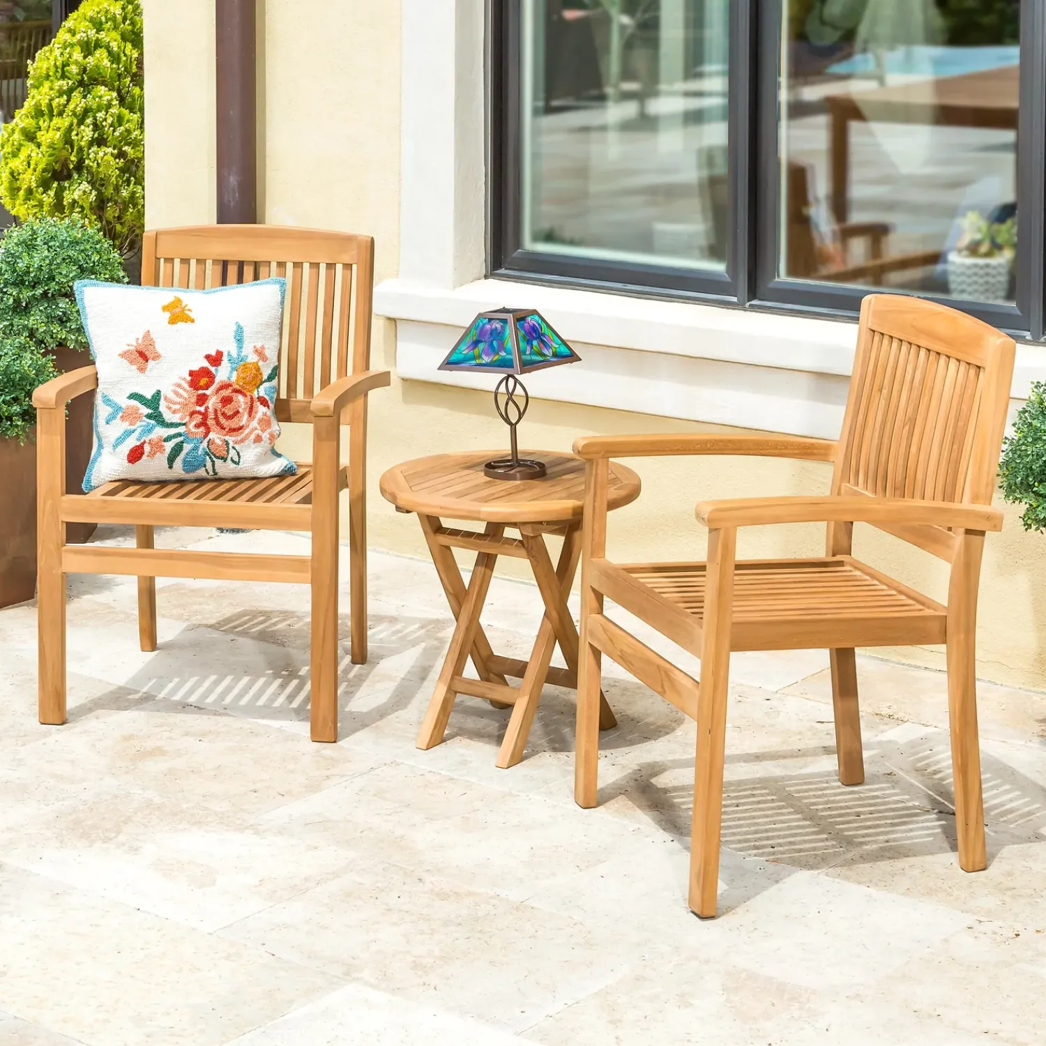 Plow & Hearth Chairs & Rockers|Rockers & Gliders>Teak Wood Chairs, Set of 2