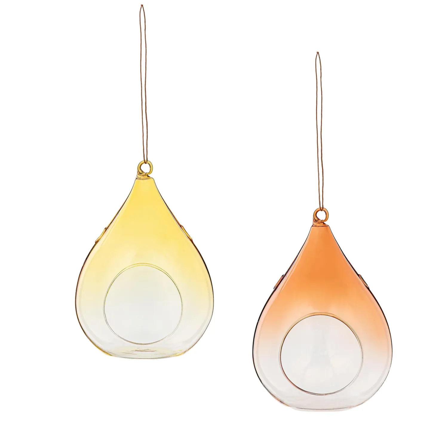 Plow & Hearth Bird Feeders>Tear Drop Glass Bird Feeder, 6"H, Set of 2