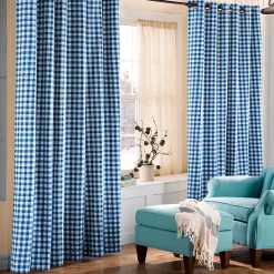 Plow & Hearth Insulated Curtains|Curtain Panels>Thermalogic™ Check Grommet-Top Double-Wide Curtain Pair, 84"L