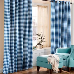 Plow & Hearth Curtain Panels|Insulated Curtains>Thermalogic™ Check Grommet-Top Curtain Pair, 72"L Black