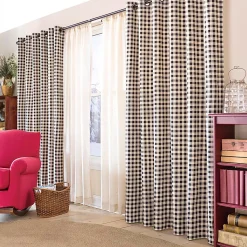 Plow & Hearth Curtain Panels|Insulated Curtains>Thermalogic™ Check Grommet-Top Curtain Pair, 95"L Black