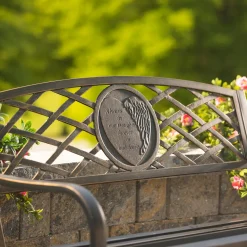 Plow & Hearth Memorial & Garden Plaques|Outdoor Benches>Thoughts & Hearts Memorial Metal Garden Bench