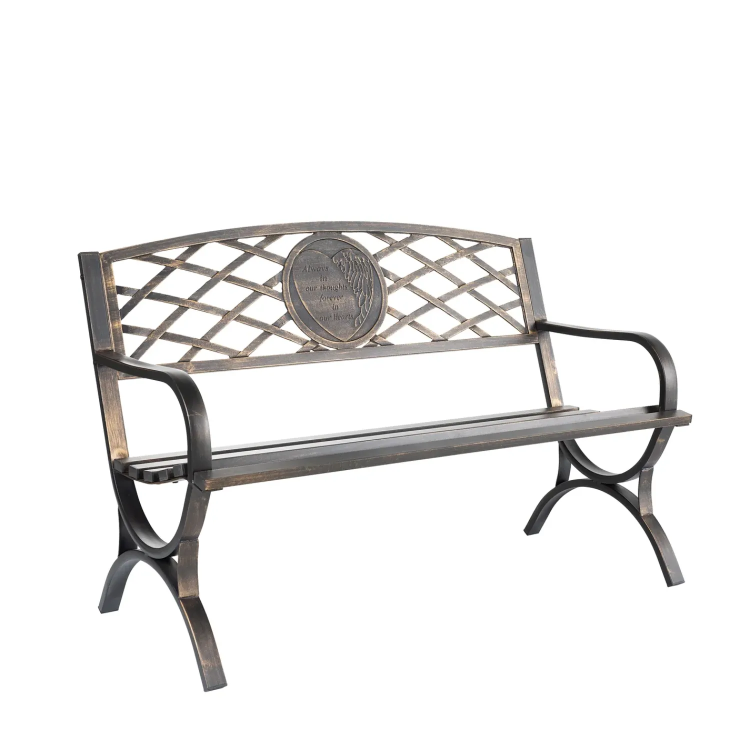 Plow & Hearth Memorial & Garden Plaques|Outdoor Benches>Thoughts & Hearts Memorial Metal Garden Bench