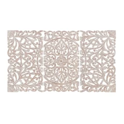 Plow & Hearth Wall Art>Three Panel White Washed Floral Wall Art