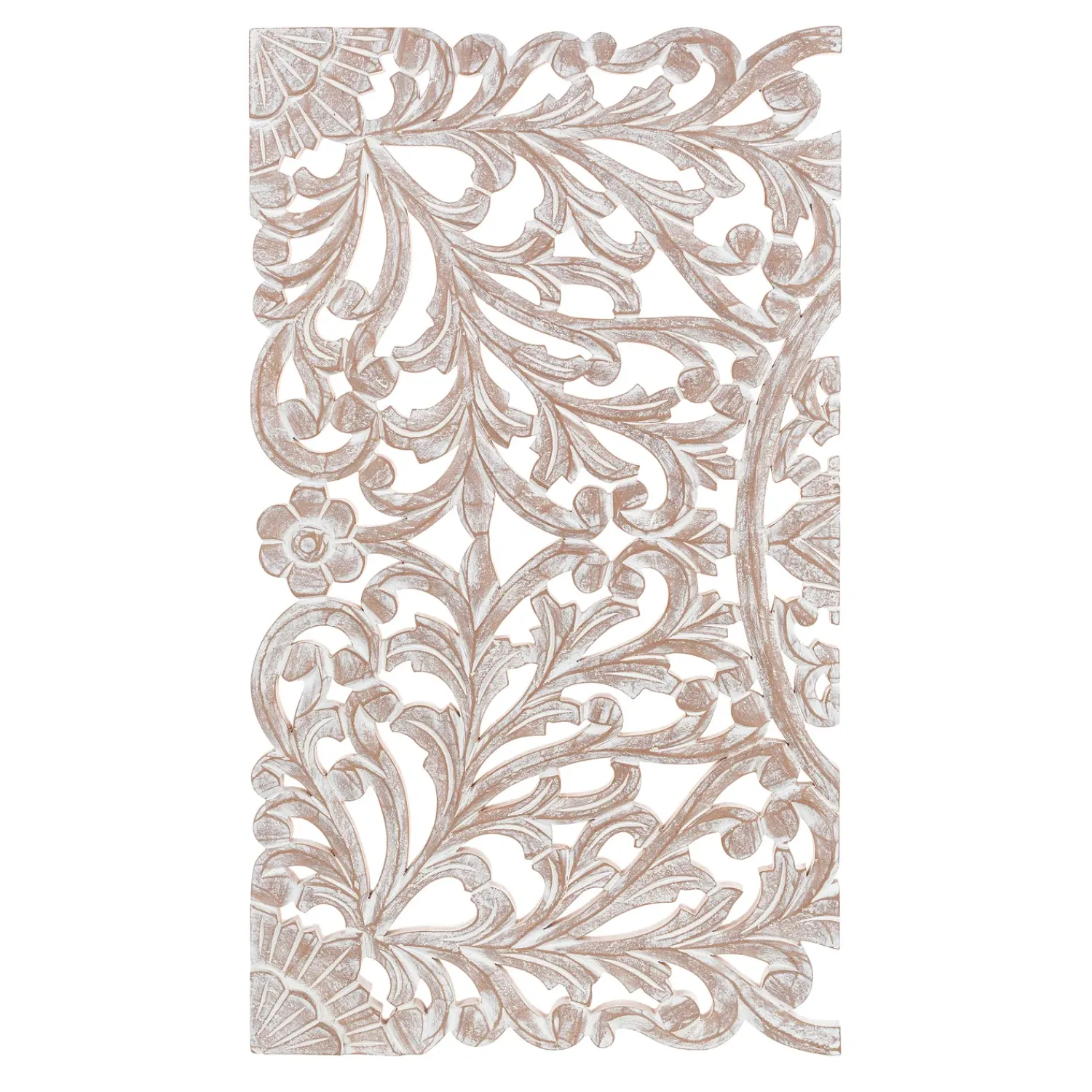 Plow & Hearth Wall Art>Three Panel White Washed Floral Wall Art