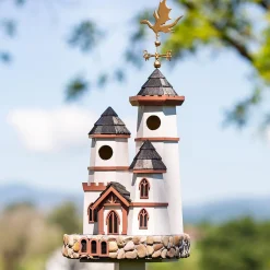 Plow & Hearth Birdhouses>Three Tower Castle Birdhouse with Dragon Weathervane