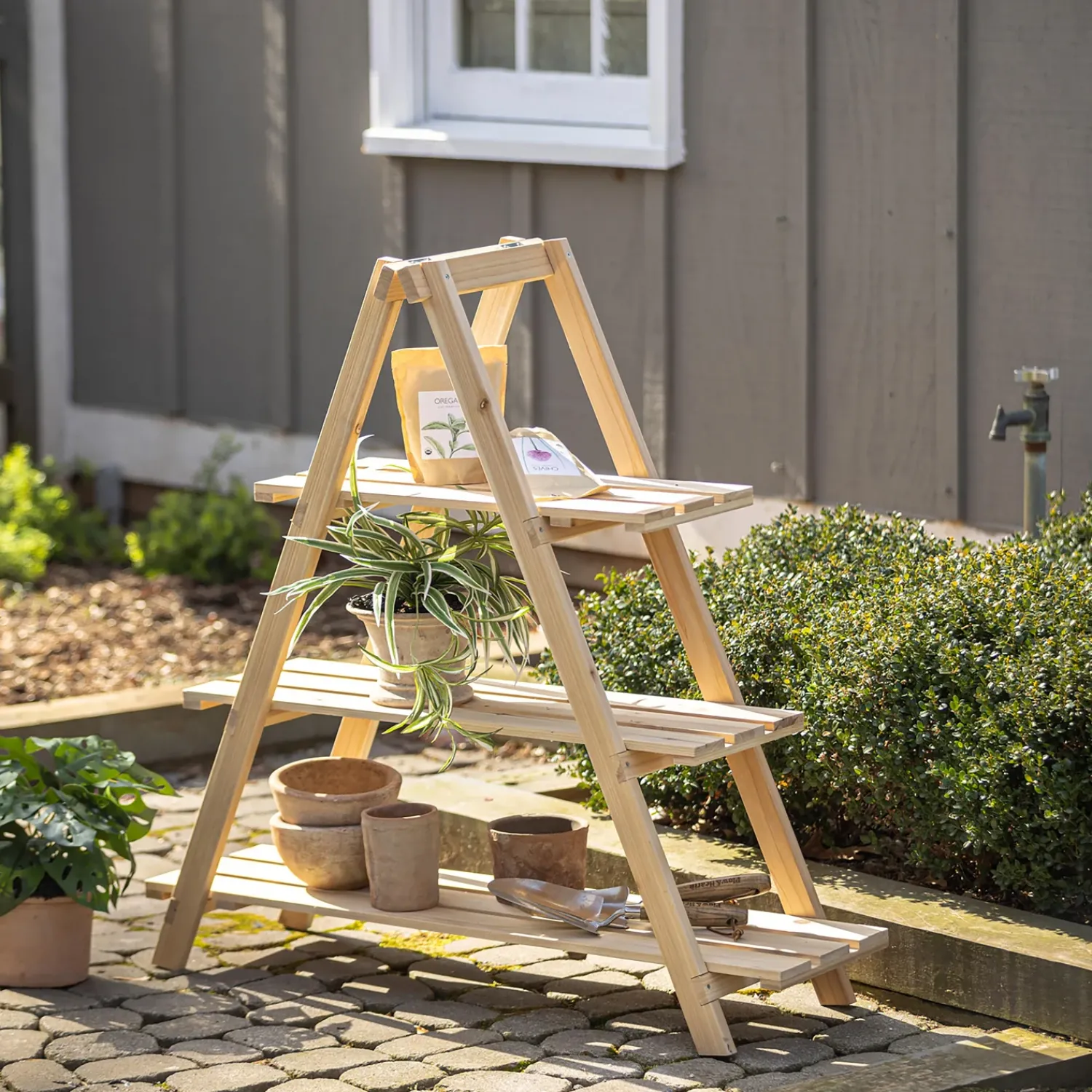 Plow & Hearth Planters & Plant Stands>Three-Tier Wooden Plant Stand