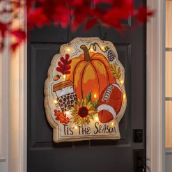 Plow & Hearth Fabric Door Hangers>Tis the Season Fall Lighted Estate Door Décor