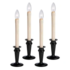 Plow & Hearth Candles & Lanterns|Lighted Accents>Traditional Adjustable Window Candles with Timer and Remote, Set of 4