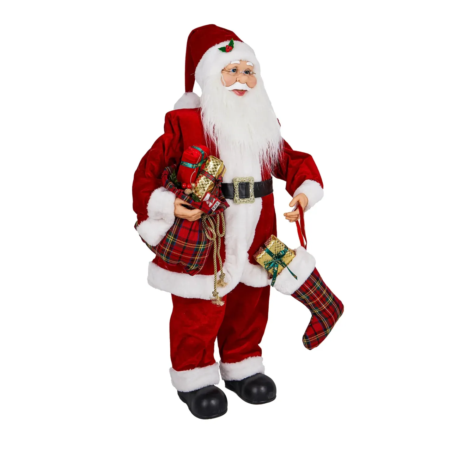 Plow & Hearth Decorative Accents>Traditional Santa LED Table Decor Dancing Santa Claus with Music, 39.5"