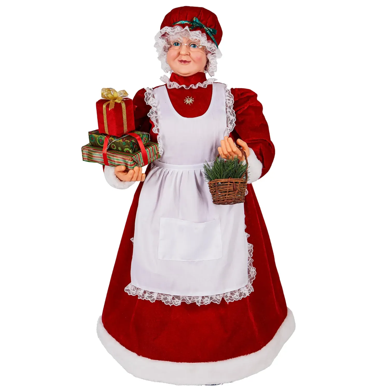 Plow & Hearth Decorative Accents>Traditional Santa LED Table Decor Dancing Mrs. Claus with Music, 36.75"