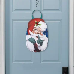 Plow & Hearth Fabric Door Hangers>Traditional Santa Portrait Door Décor