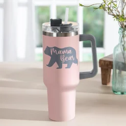 Plow & Hearth Travel Cups>Tumbler Stainless-Steel Canyon Cup w/ Straw, Mama Bear, 40oz, Gift Box