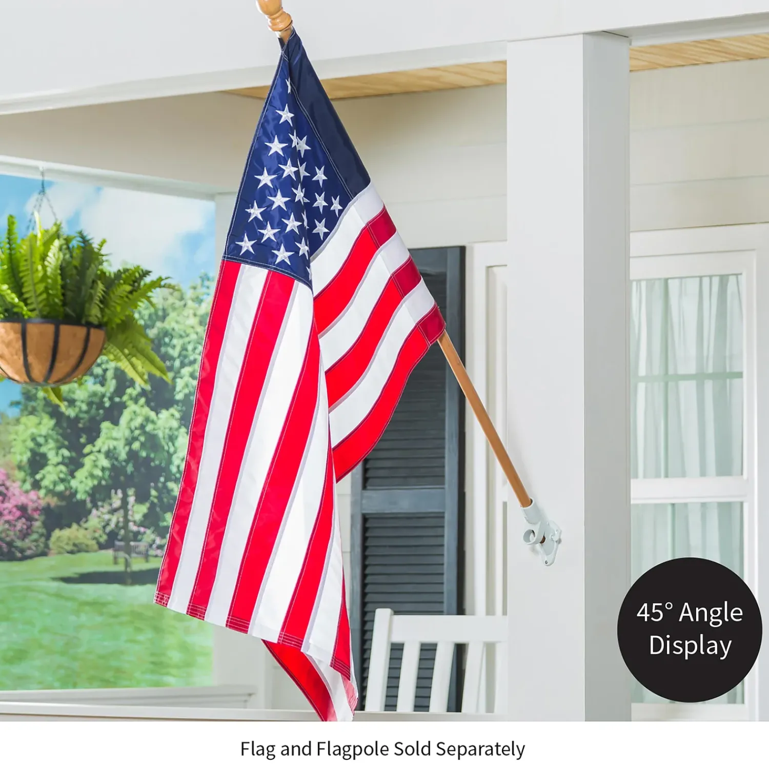 Plow & Hearth Flag Accessories>Two-Position Aluminum House Flag Bracket with White Finish