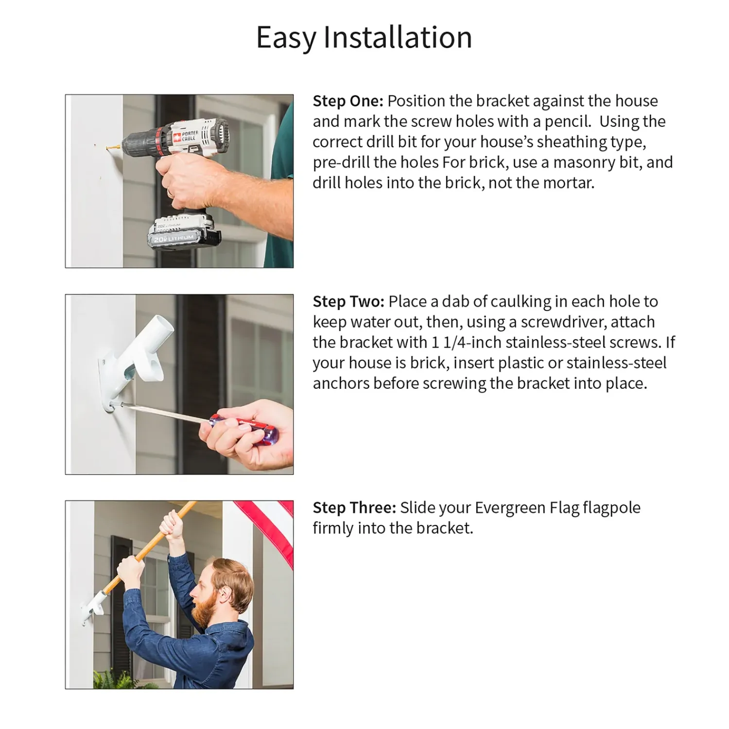 Plow & Hearth Flag Accessories>Two-Position Aluminum House Flag Bracket with White Finish