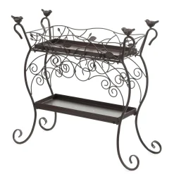 Plow & Hearth Planters & Plant Stands>Two-Tiered Cast Iron Plant Stand with Birds