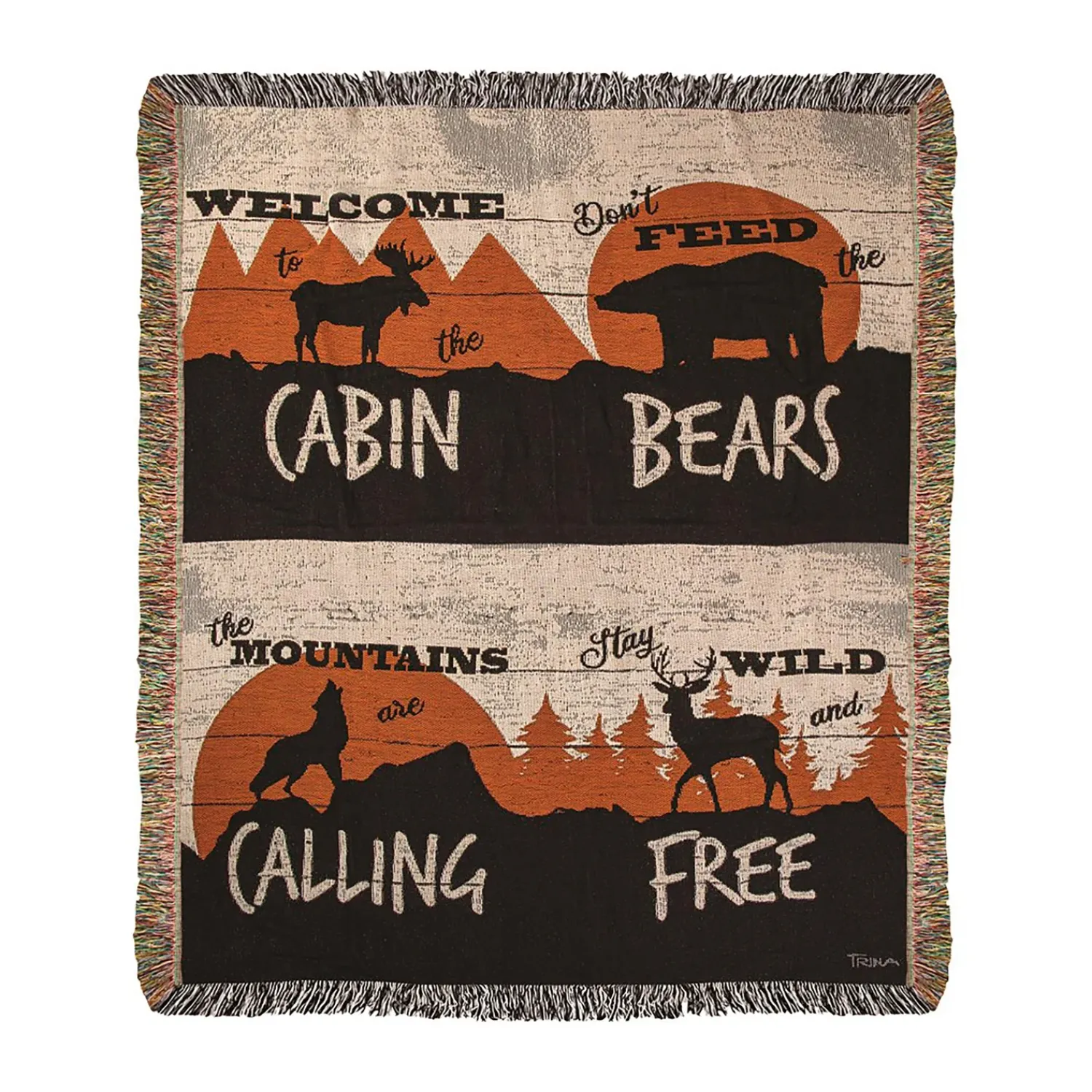 Plow & Hearth Throws & Blankets>USA-Made Cabin Life Cotton Tapestry Throw